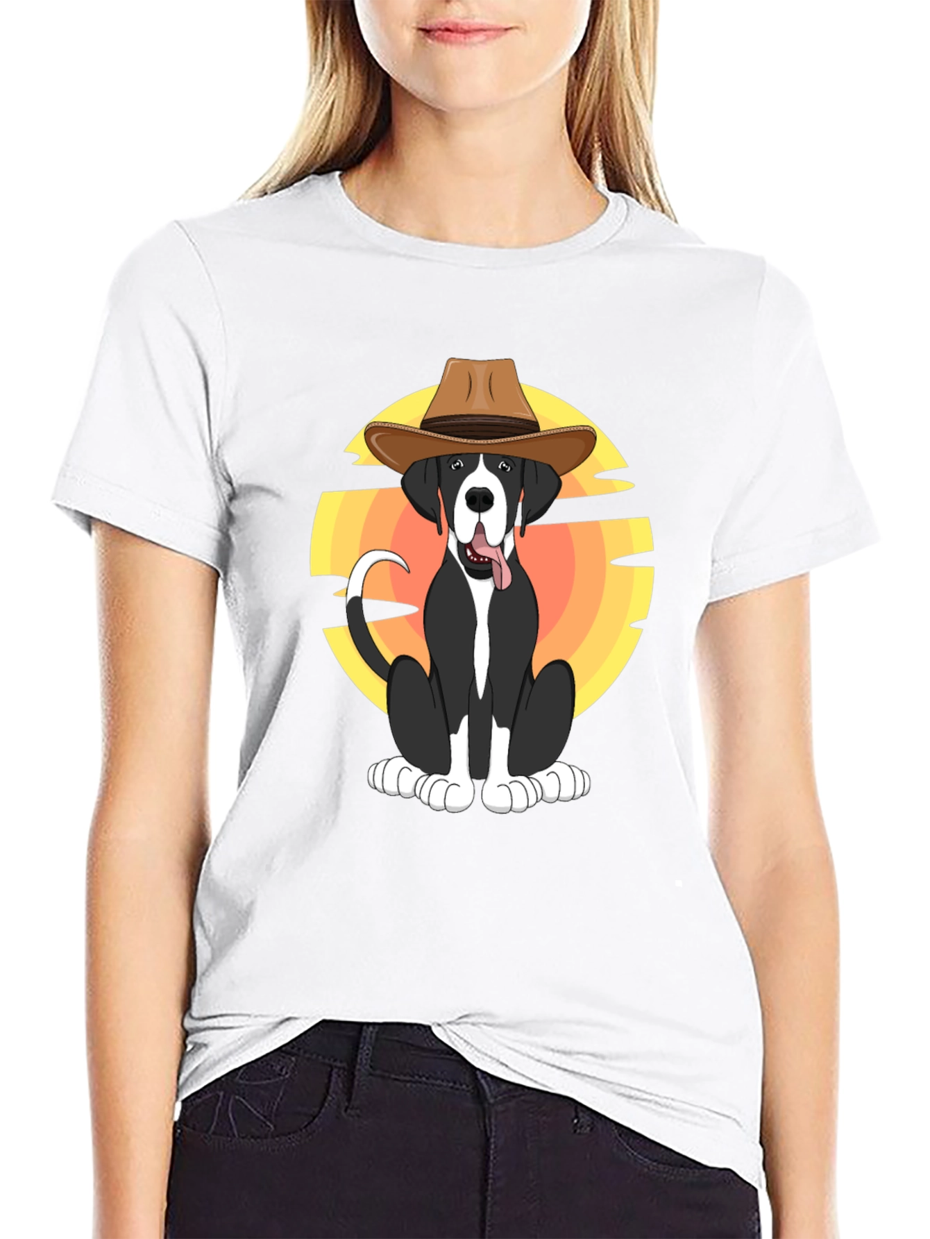 Cowboy Dog Graphic Tee - Stylish Black T-Shirt