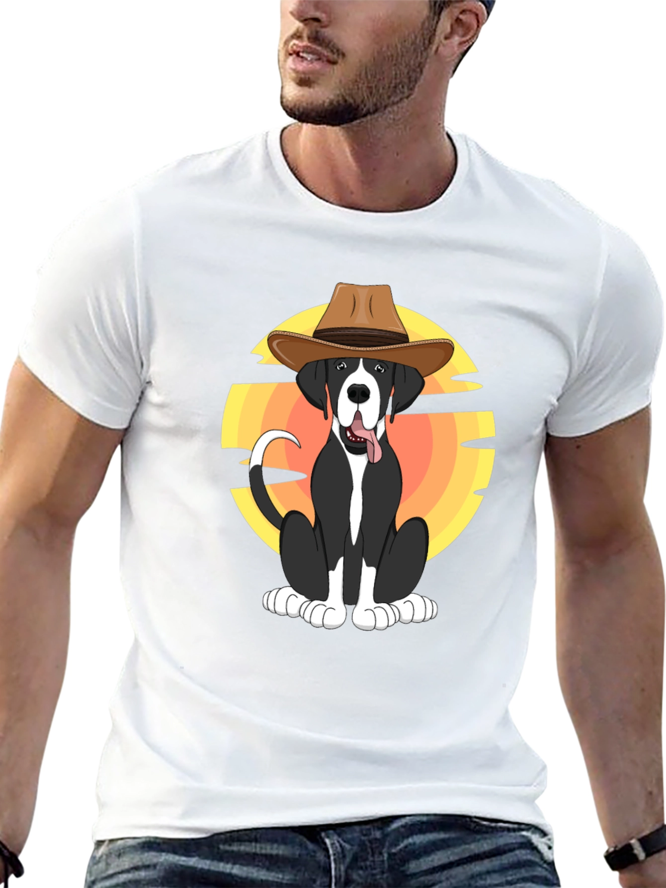 Cowboy Dog Graphic Tee - Stylish Black T-Shirt