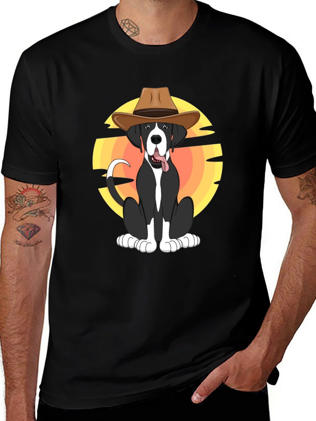 Cowboy Dog Graphic Tee - Stylish Black T-Shirt