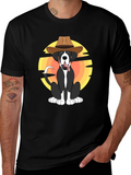 Cowboy Dog Graphic Tee - Stylish Black T-Shirt