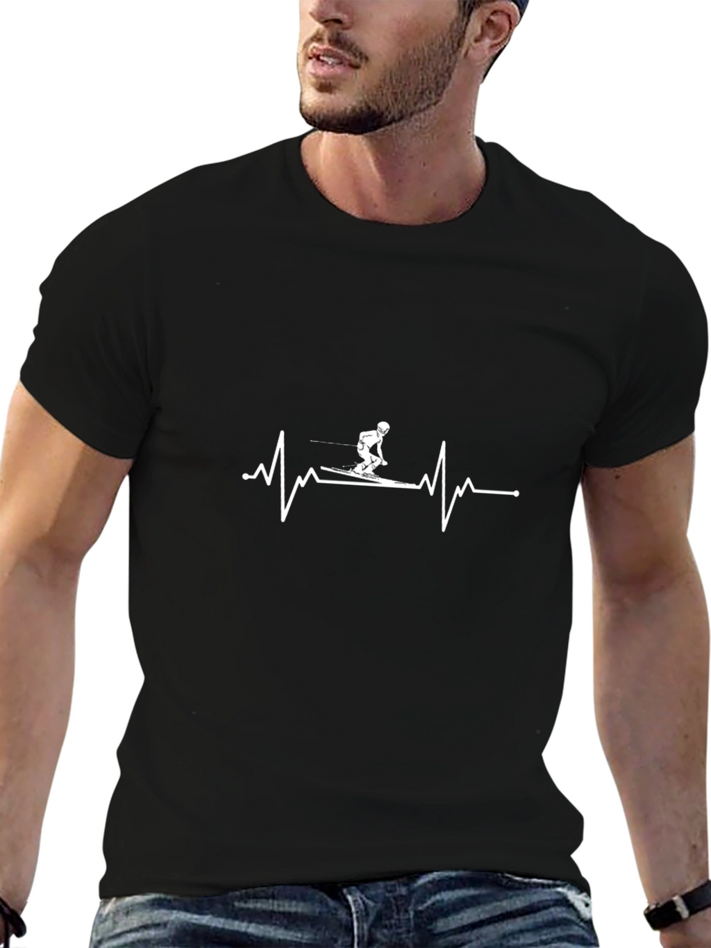 Ski Heartbeat Graphic Tee - Black T-Shirt