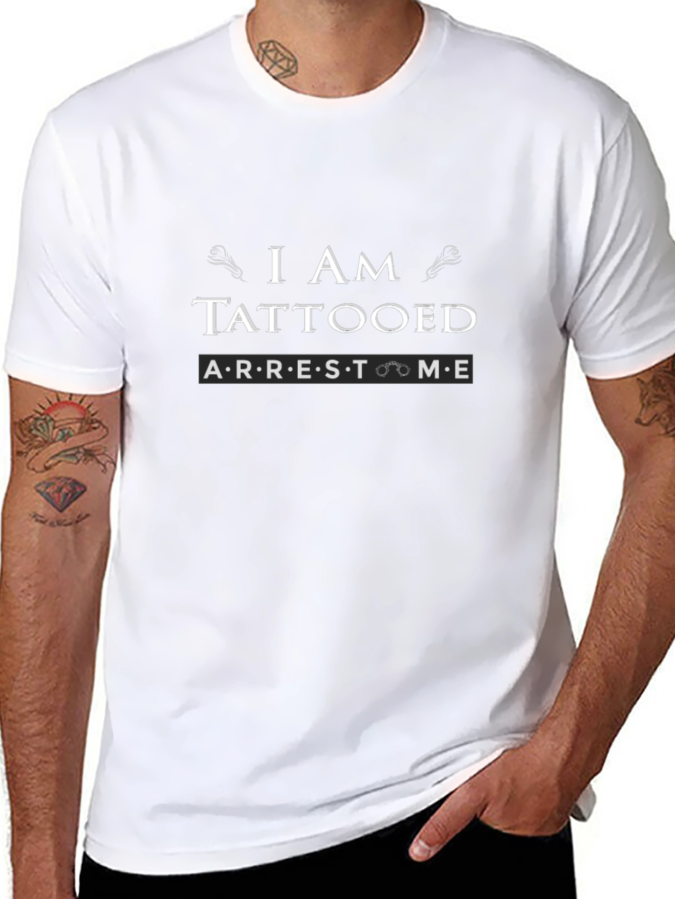 I Am Tattooed Arrest Me Slogan Graphic Tee