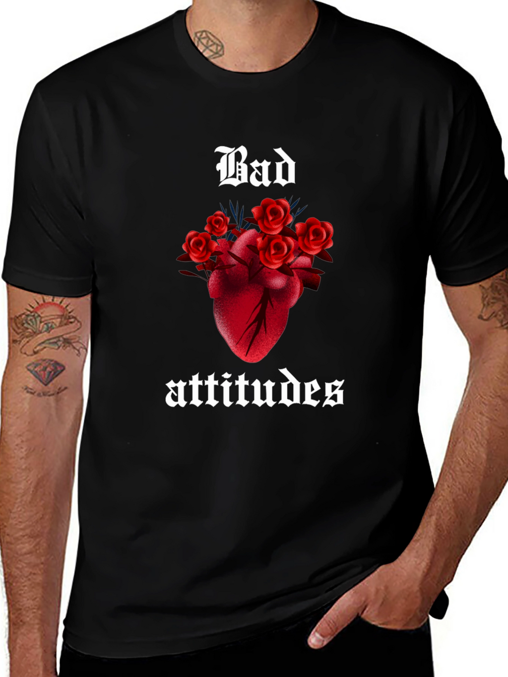 Bad Attitudes Graphic T-Shirt - Rose Heart