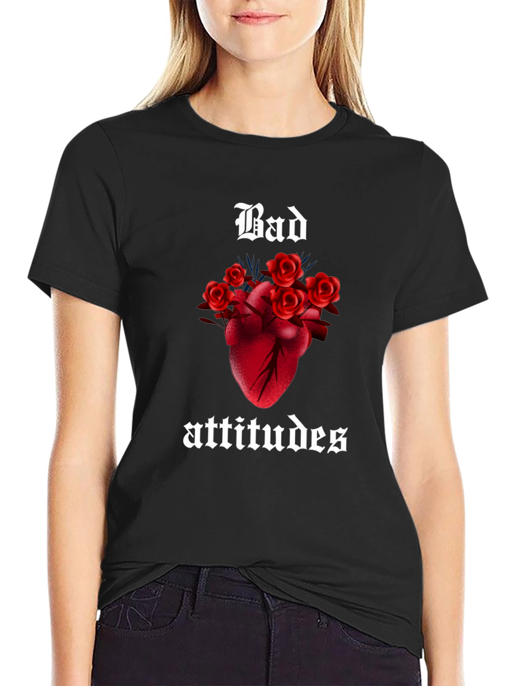 Bad Attitudes Graphic T-Shirt - Rose Heart