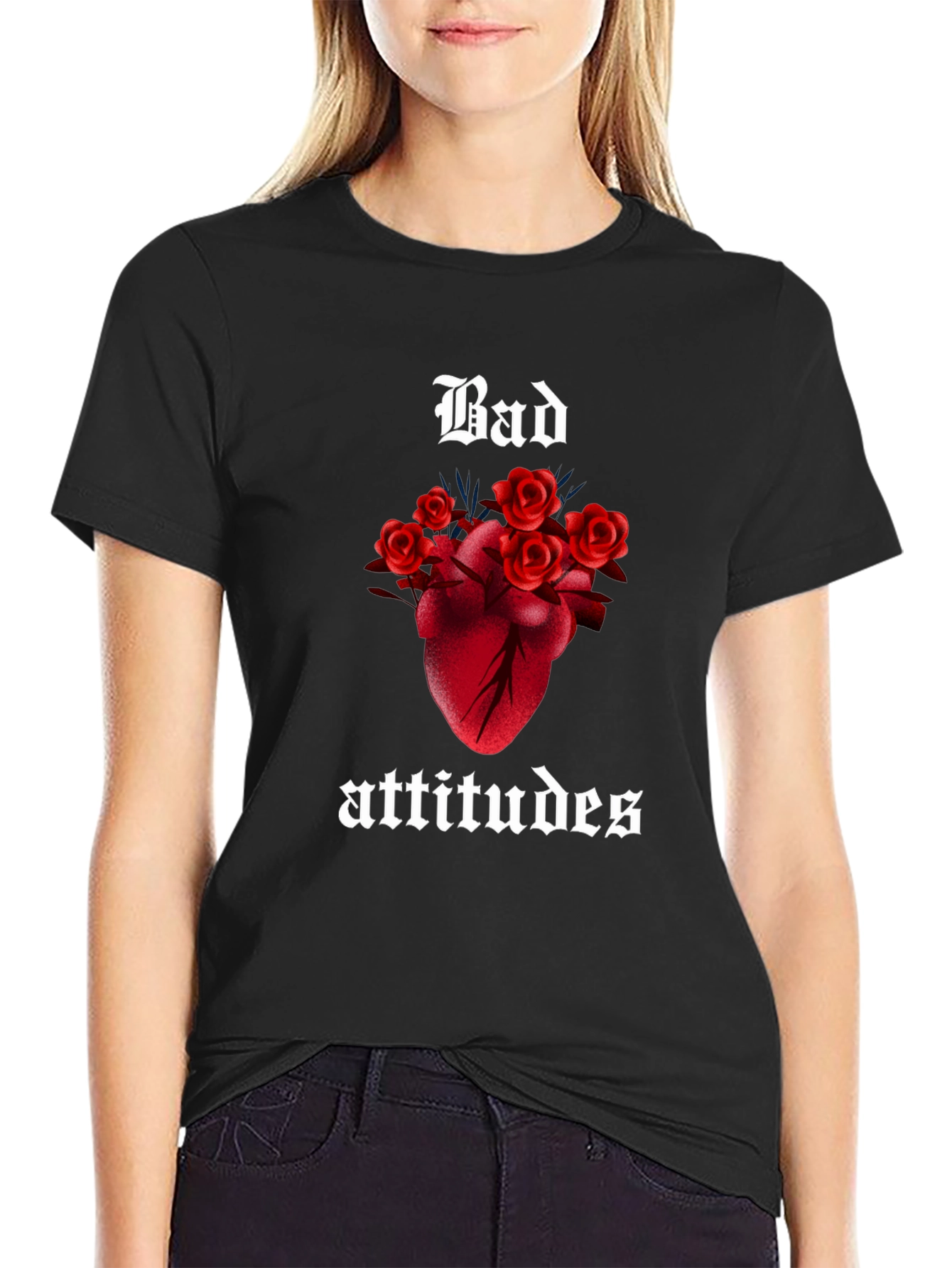 Bad Attitudes Graphic T-Shirt - Rose Heart