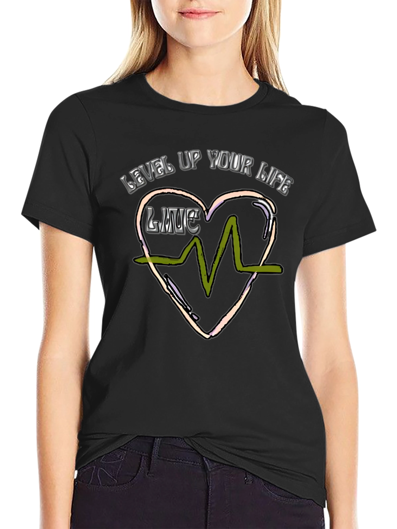 Level Up Your Life Graphic Tee - Black