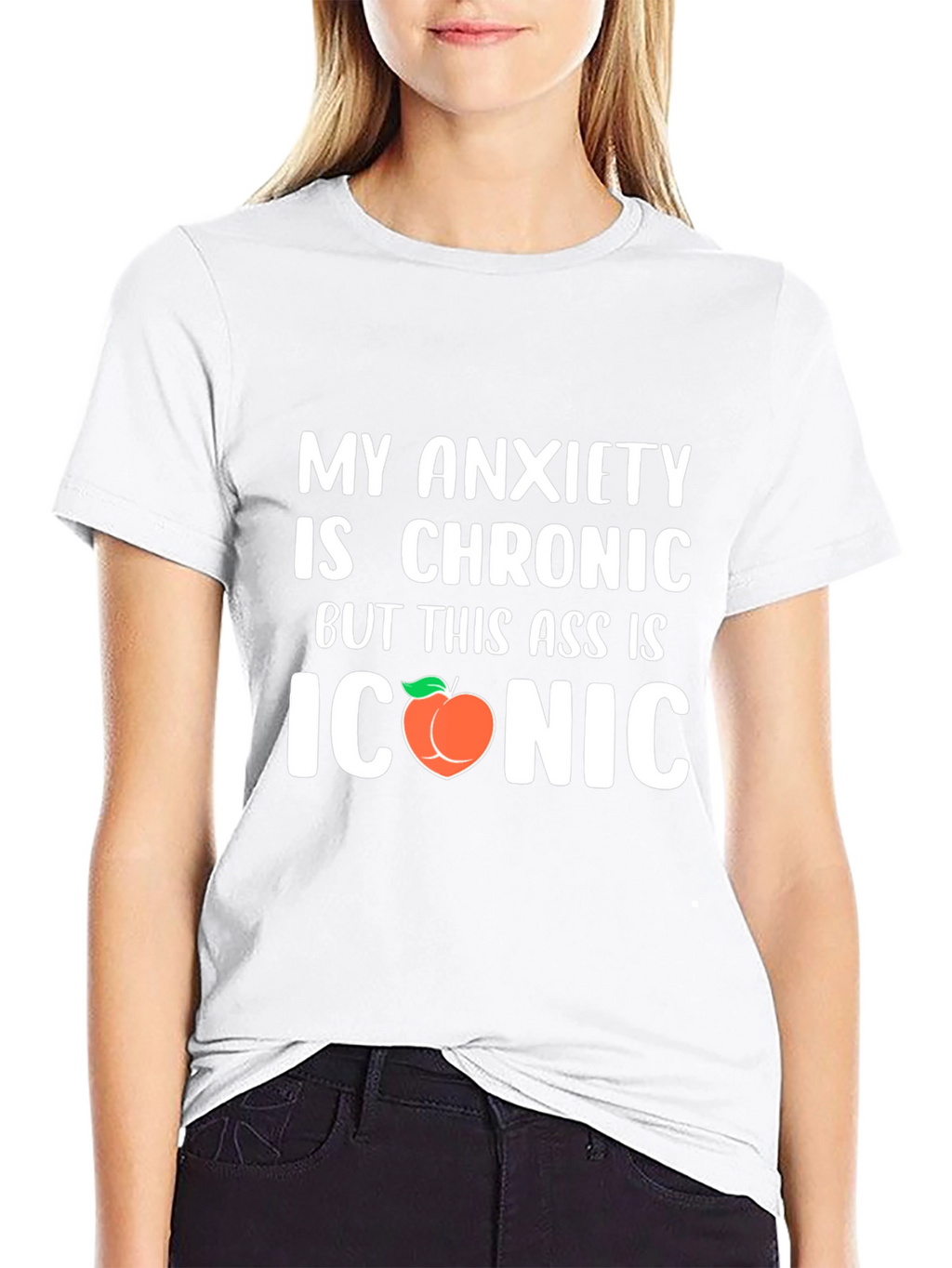 Chronic Anxiety Iconic Peach Funny Graphic T-Shirt