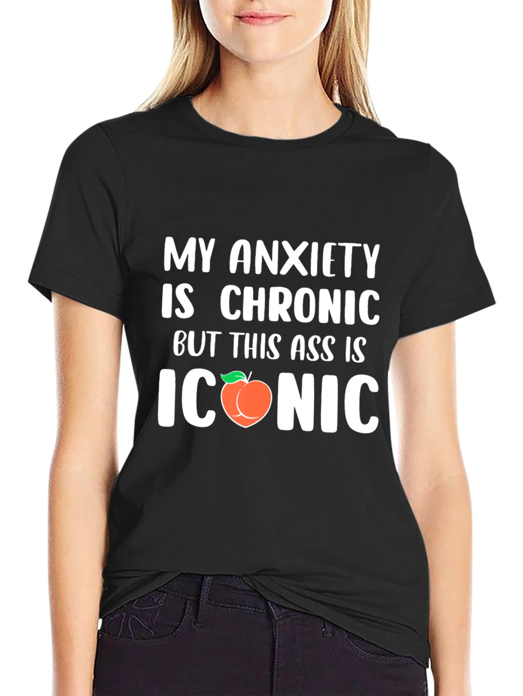 Chronic Anxiety Iconic Peach Funny Graphic T-Shirt