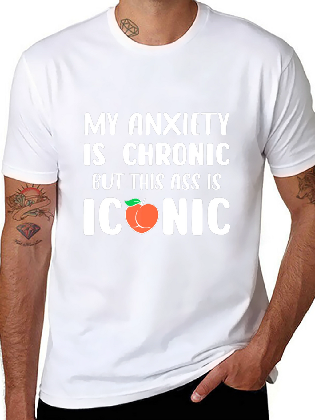 Chronic Anxiety Iconic Peach Funny Graphic T-Shirt
