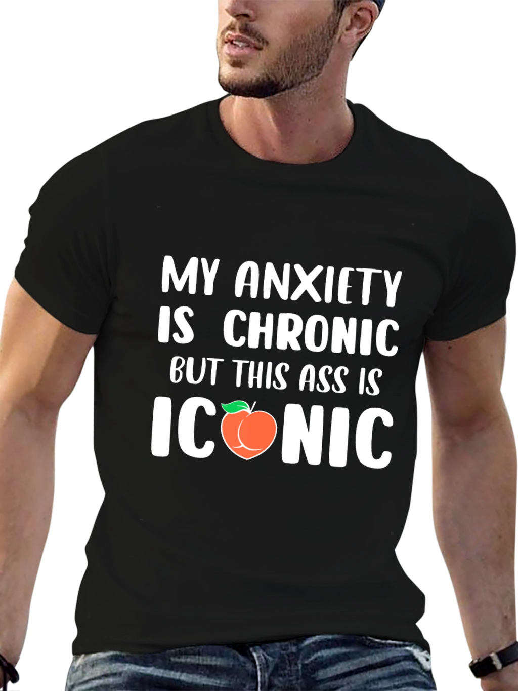 Chronic Anxiety Iconic Peach Funny Graphic T-Shirt