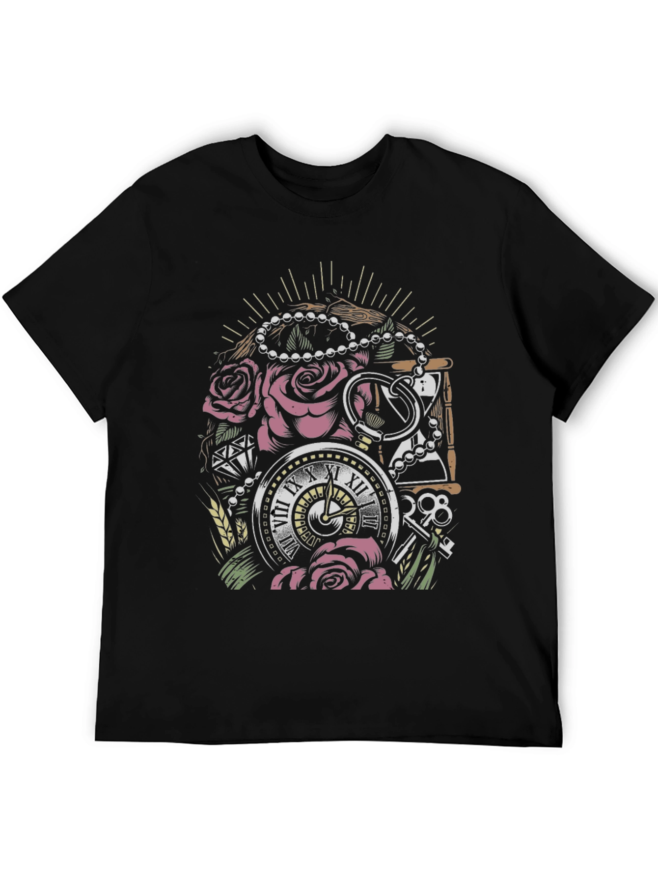 Pocket Watch Roses Graphic T-Shirt