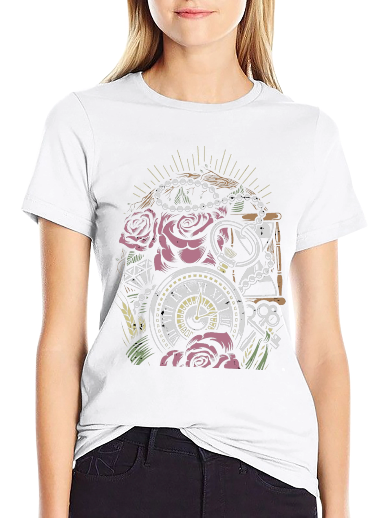 Pocket Watch Roses Graphic T-Shirt