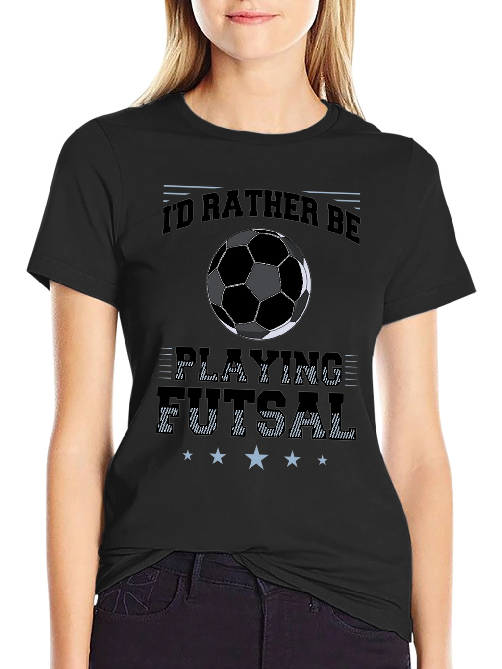 Id Rather Be Playing Futsal Black T-Shirt