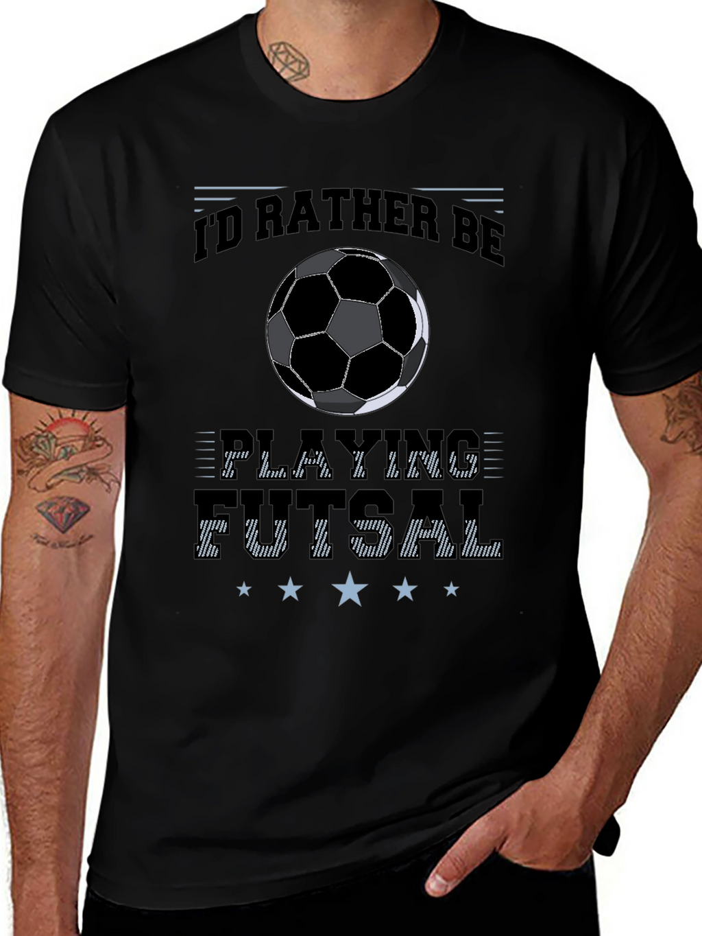 Id Rather Be Playing Futsal Black T-Shirt