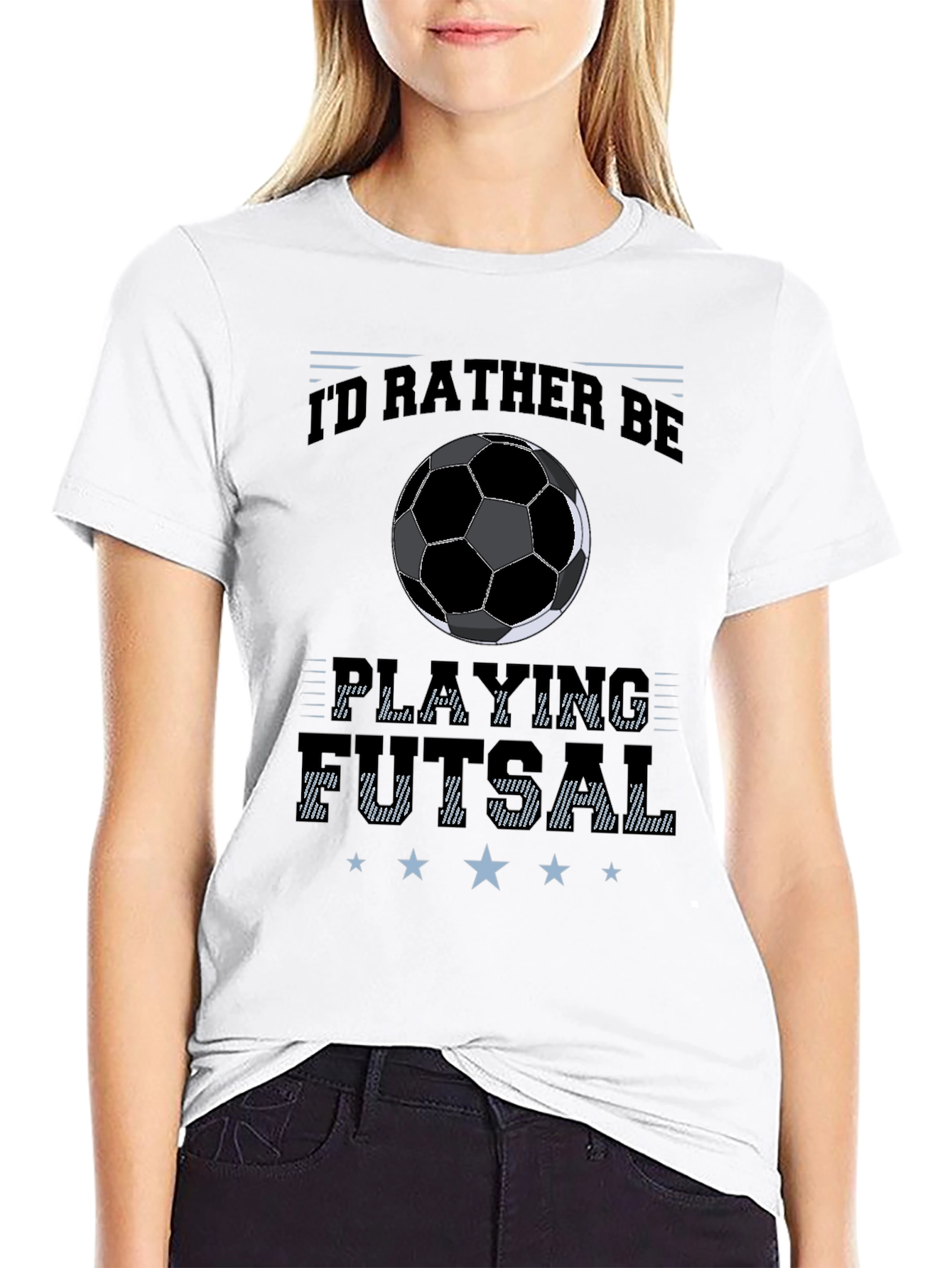Id Rather Be Playing Futsal Black T-Shirt