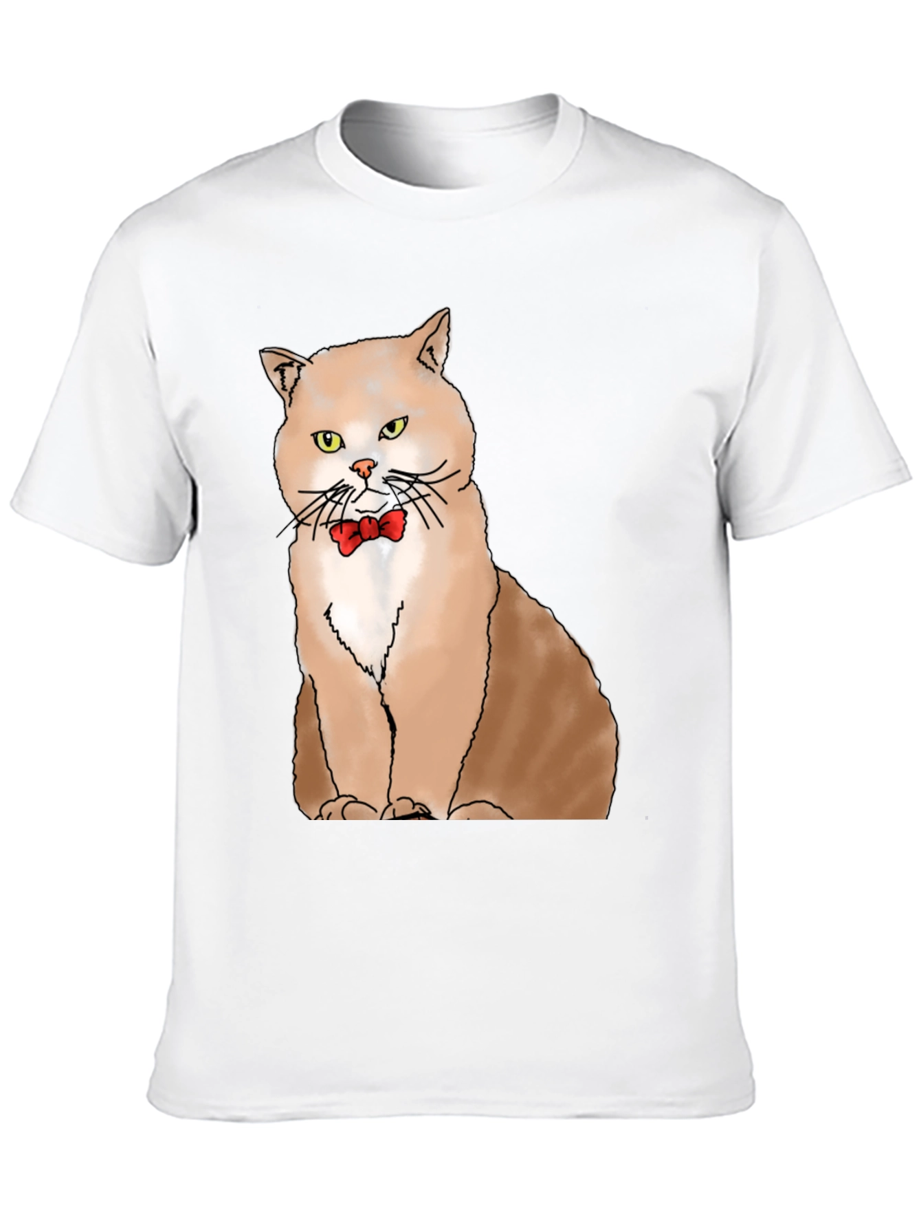 Cat with Bowtie Graphic T-Shirt - Black