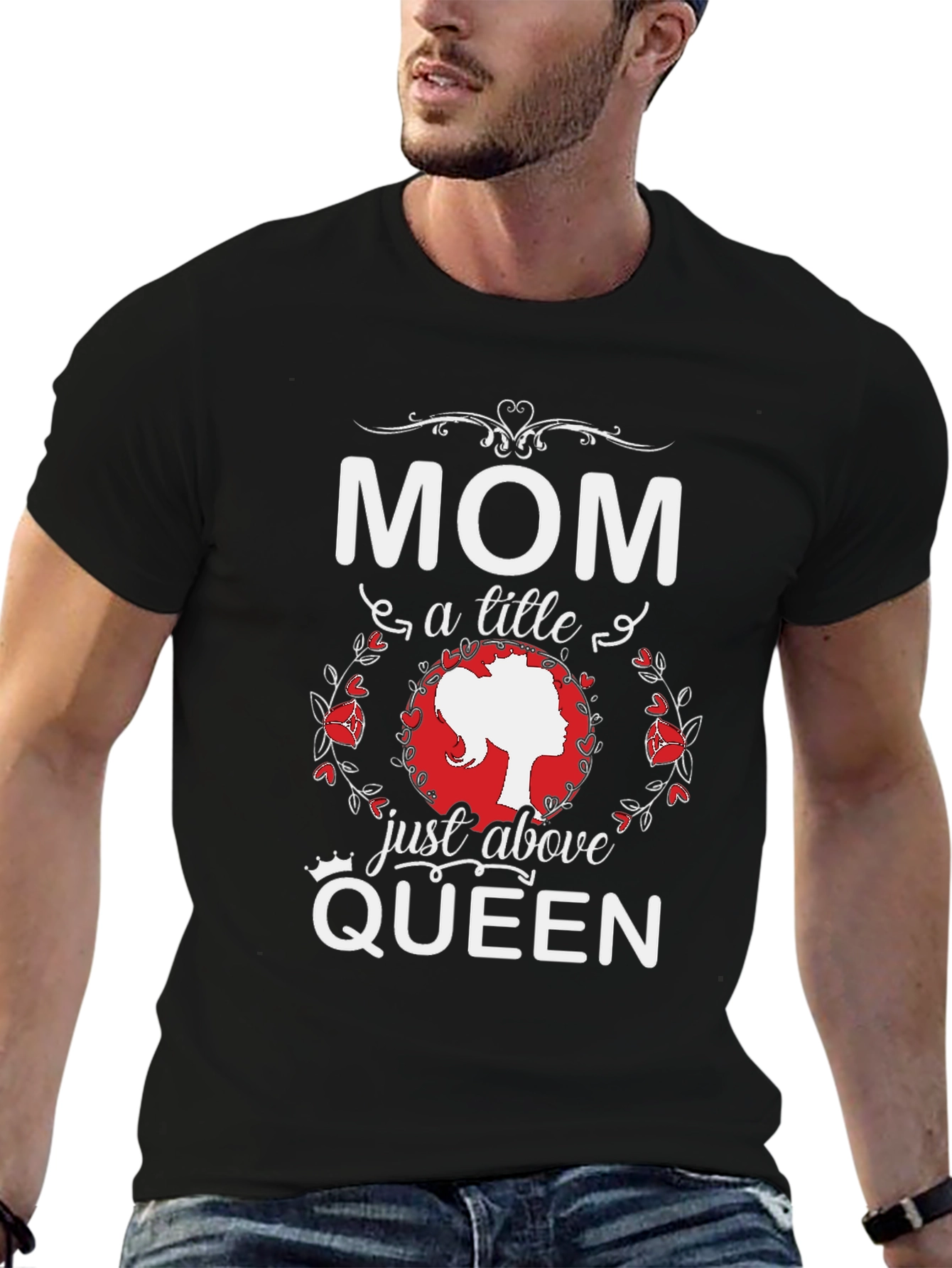 Mom Just Above Queen Black T-Shirt