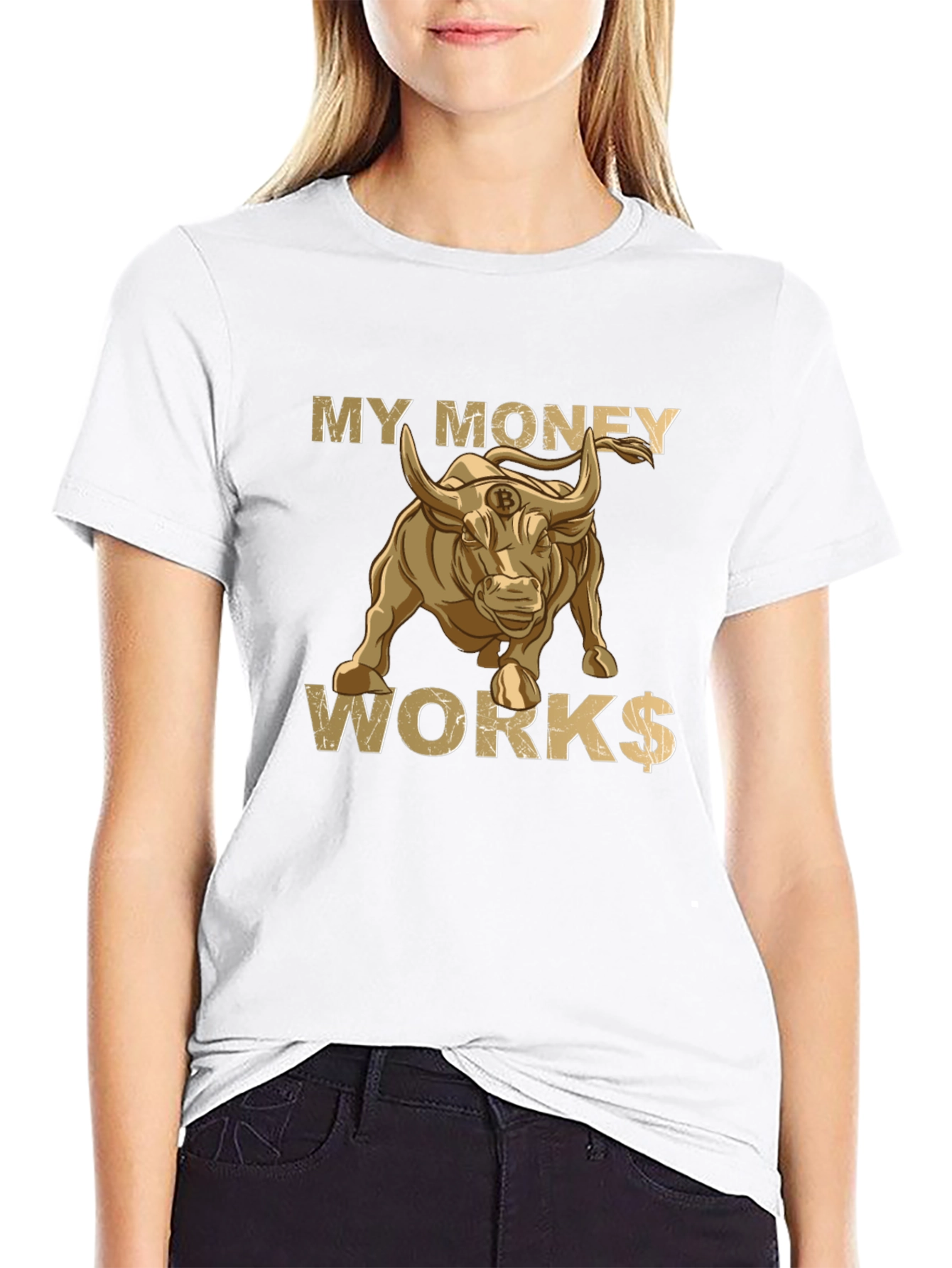 My Money Works Bull Bitcoin T-Shirt
