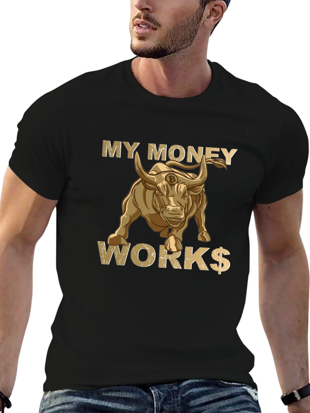 My Money Works Bull Bitcoin T-Shirt
