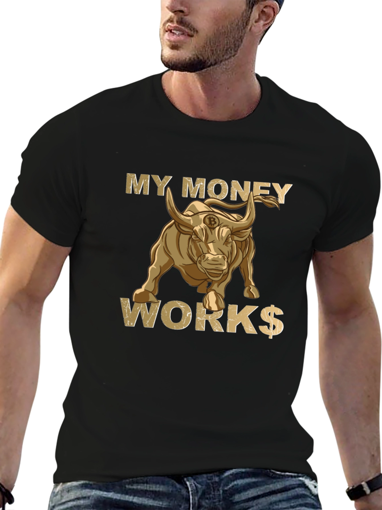 My Money Works Bull Bitcoin T-Shirt