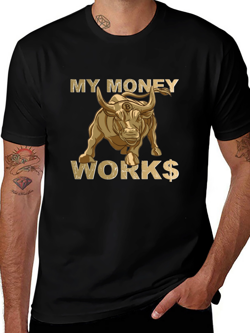 My Money Works Bull Bitcoin T-Shirt