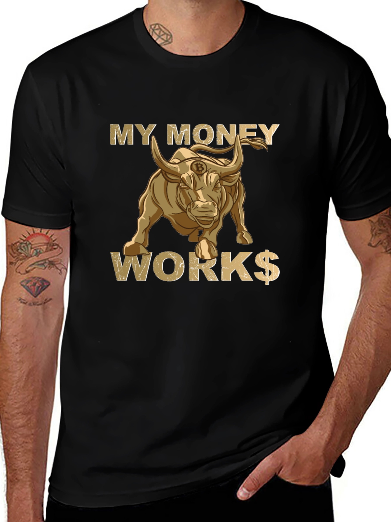 My Money Works Bull Bitcoin T-Shirt