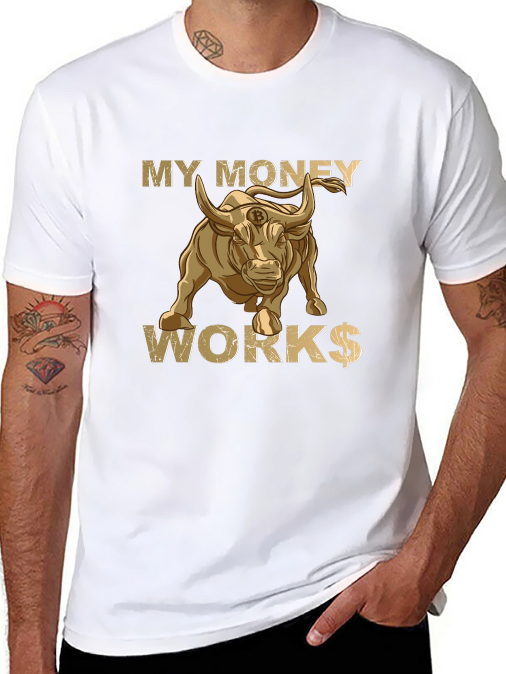 My Money Works Bull Bitcoin T-Shirt