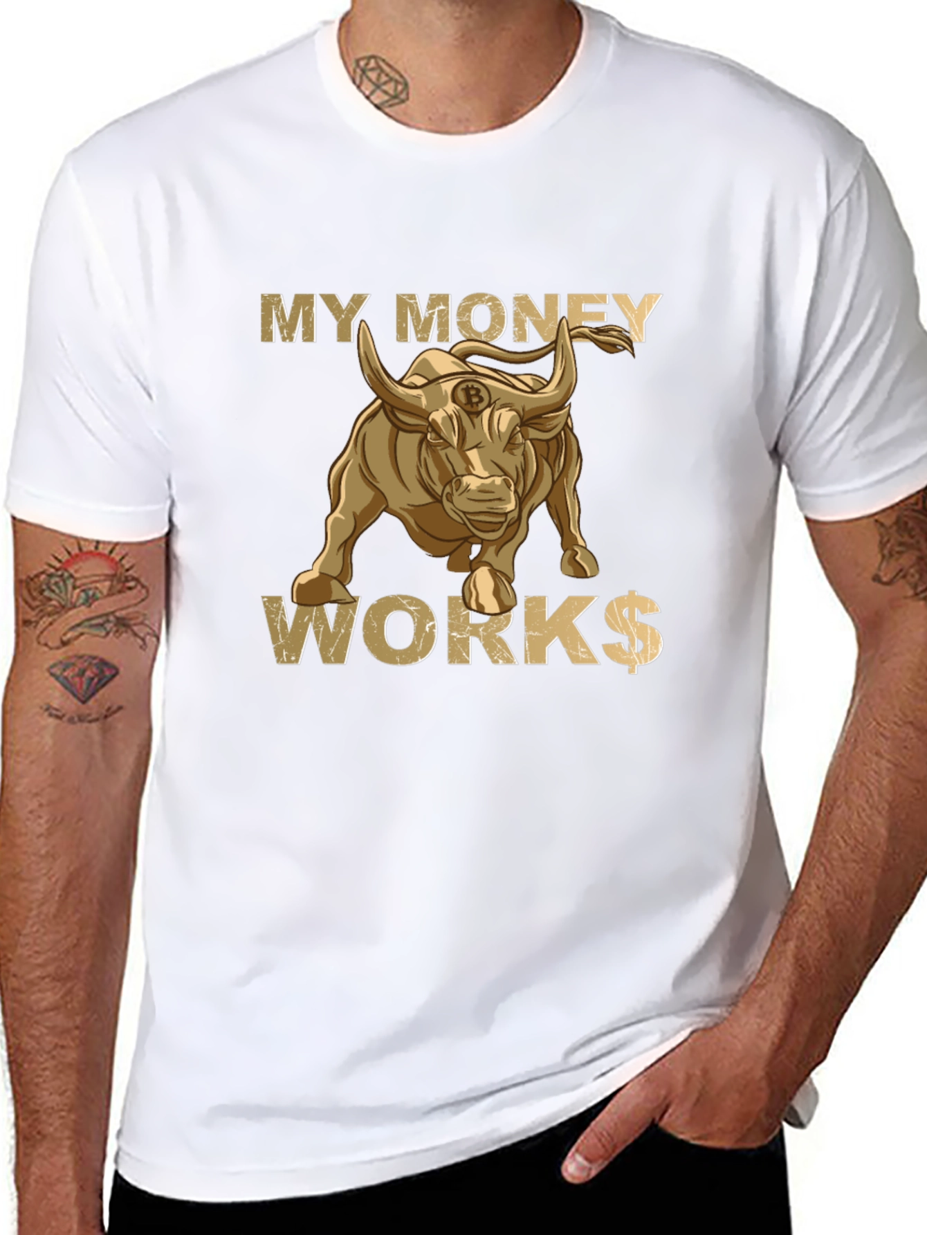 My Money Works Bull Bitcoin T-Shirt