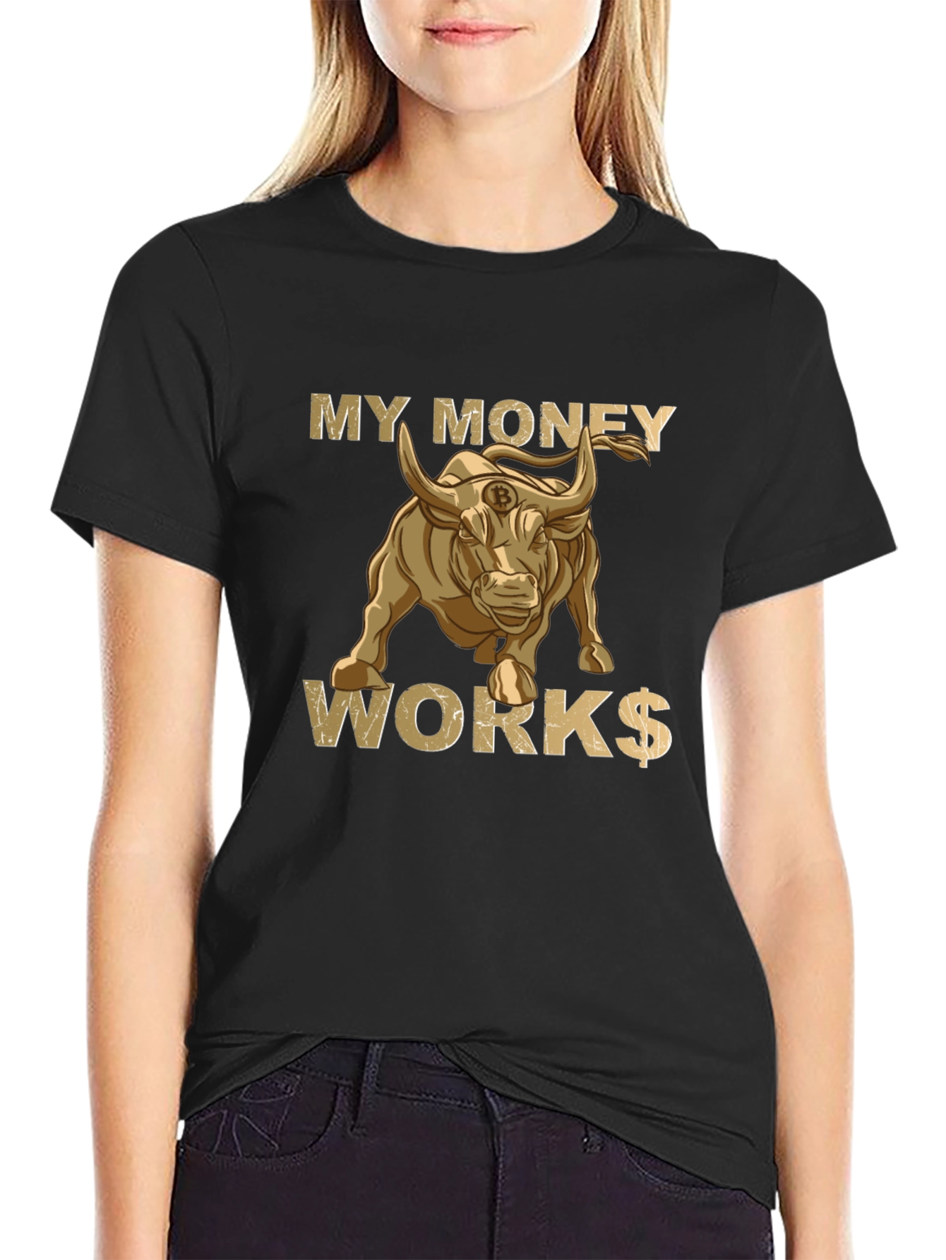 My Money Works Bull Bitcoin T-Shirt