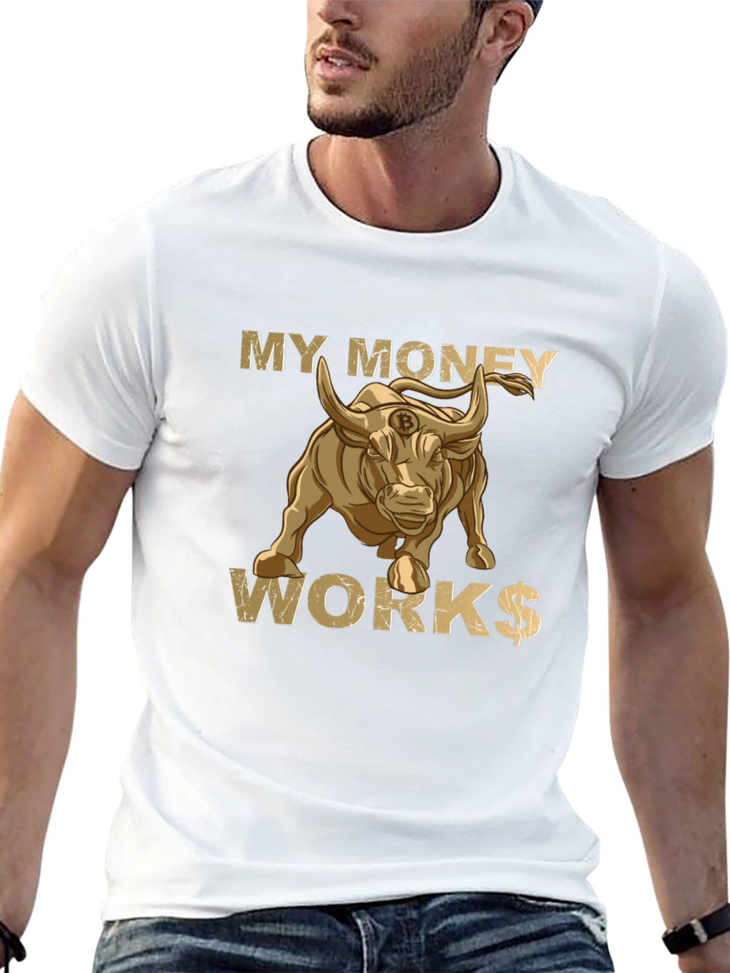 My Money Works Bull Bitcoin T-Shirt