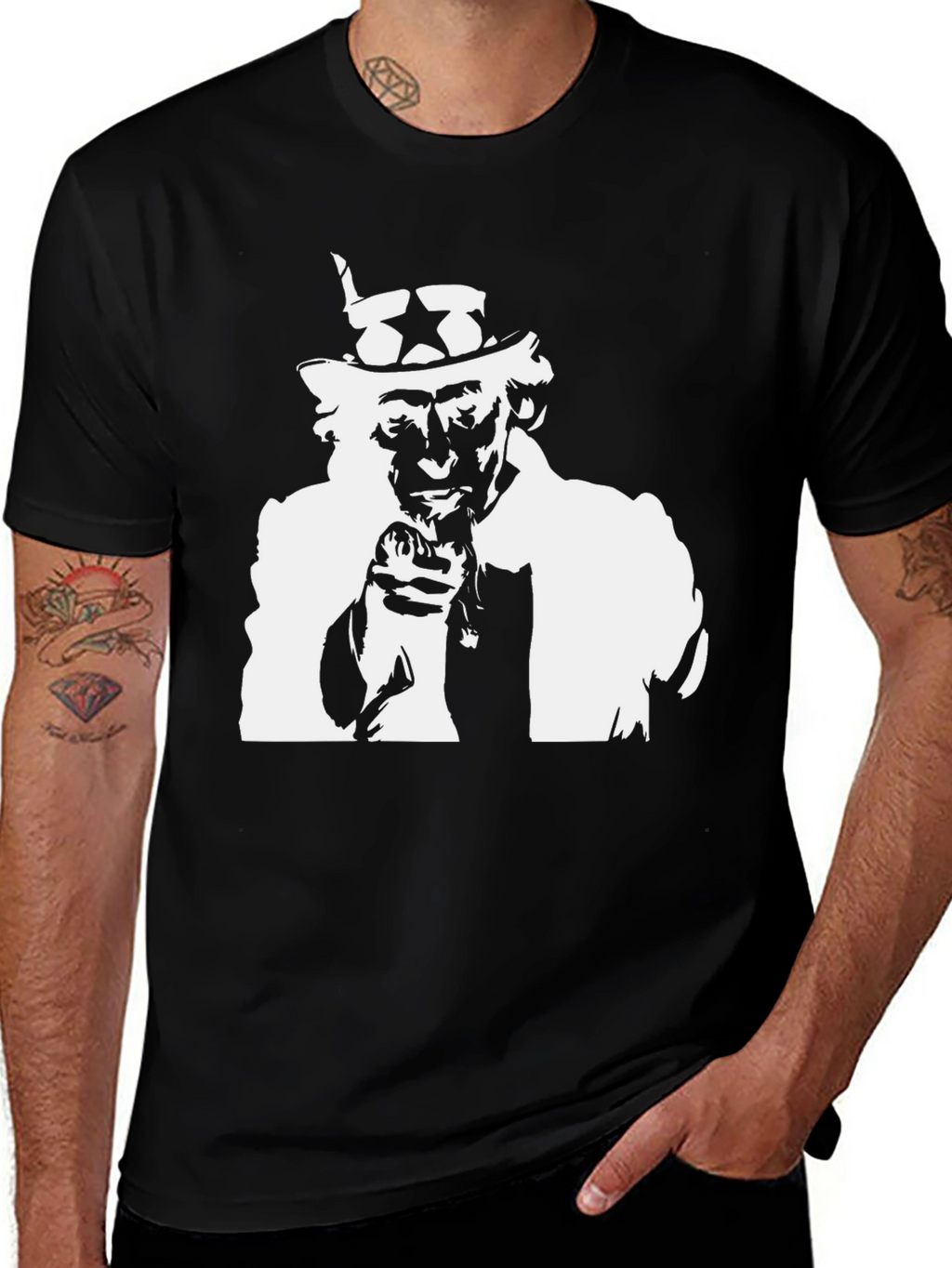 Uncle Sam Graphic T-Shirt - Black Cotton Tee