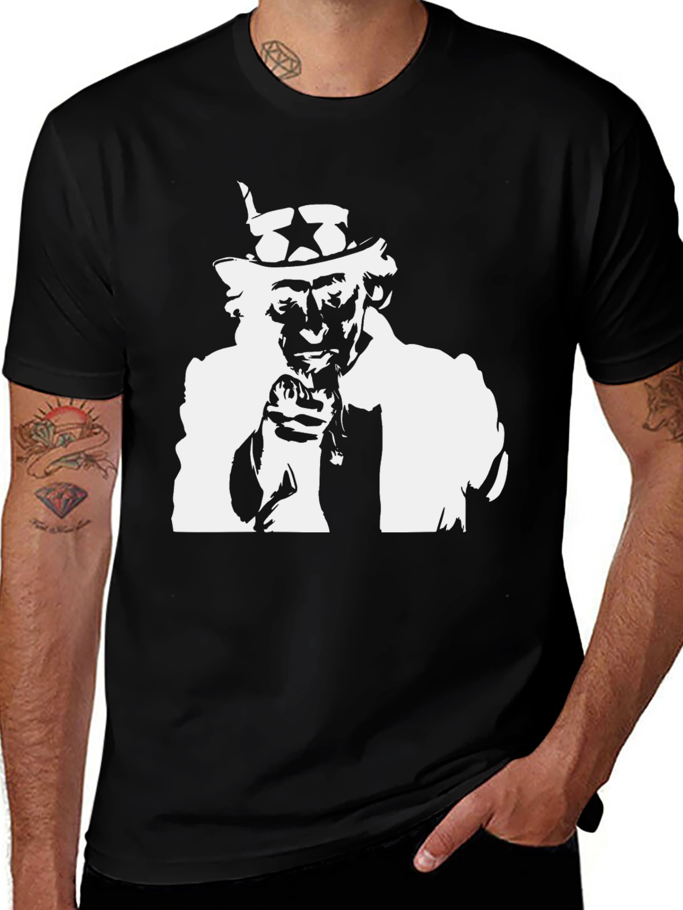 Uncle Sam Graphic T-Shirt - Black Cotton Tee