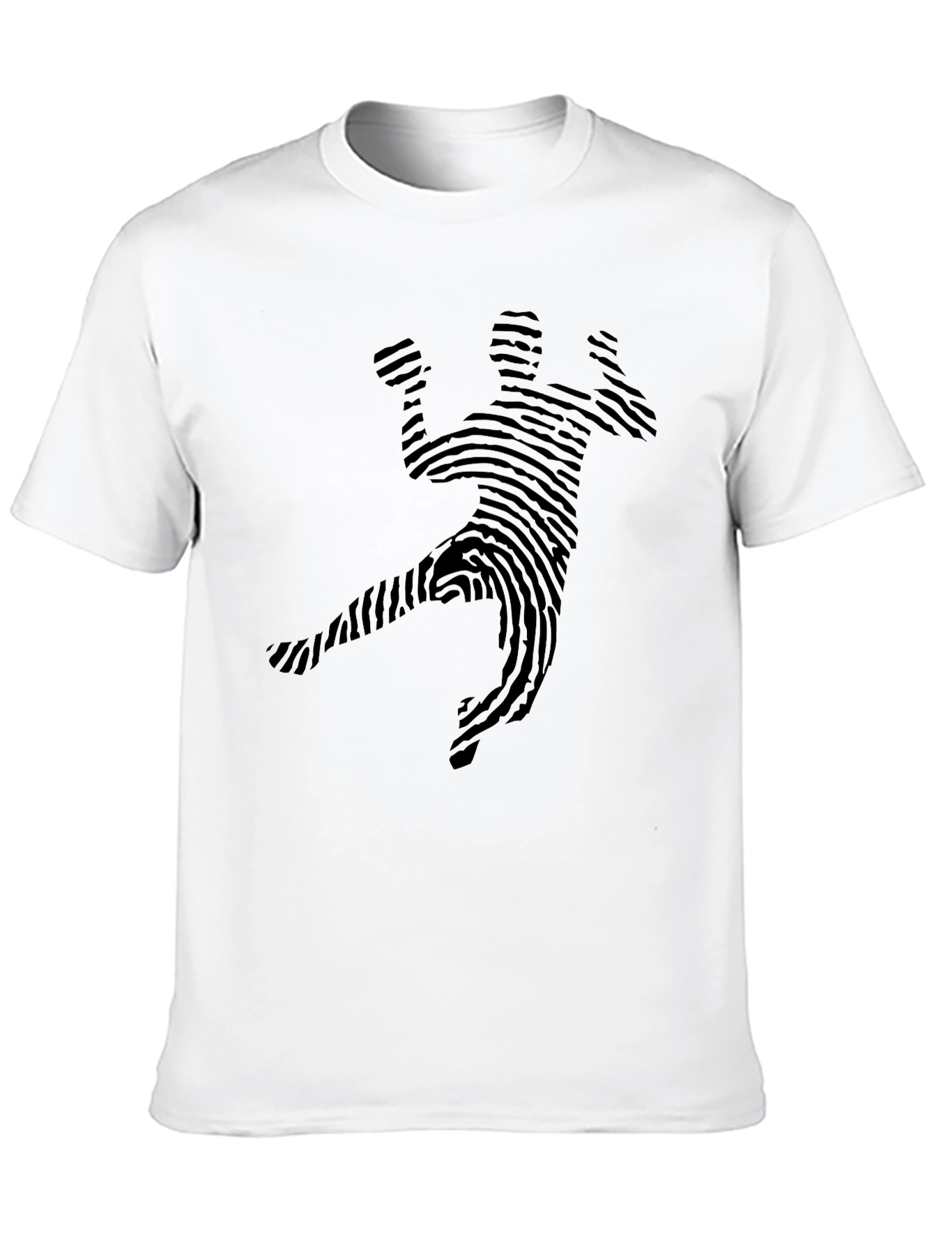 Fingerprint Handball Player Black T-Shirt