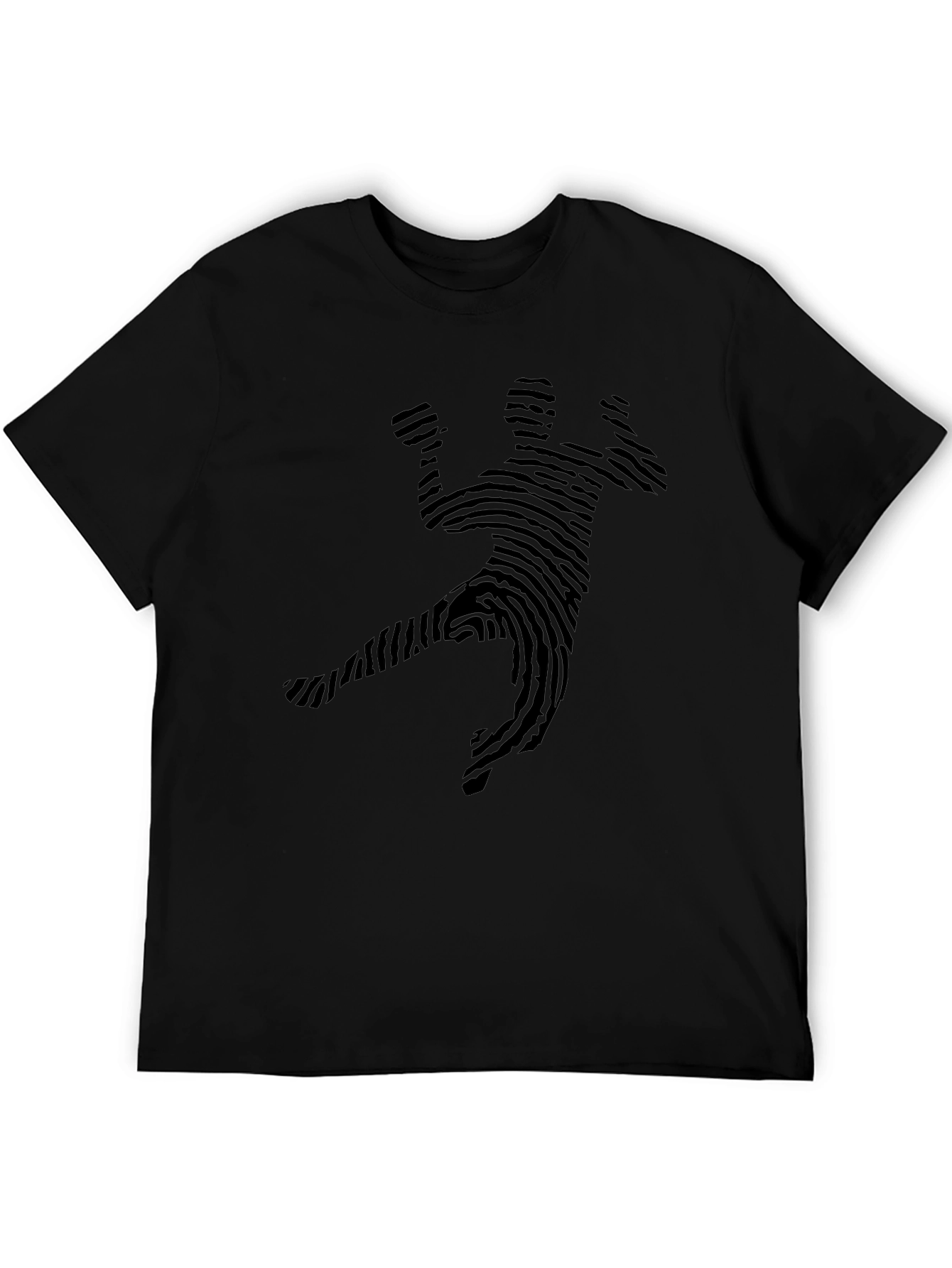 Fingerprint Handball Player Black T-Shirt