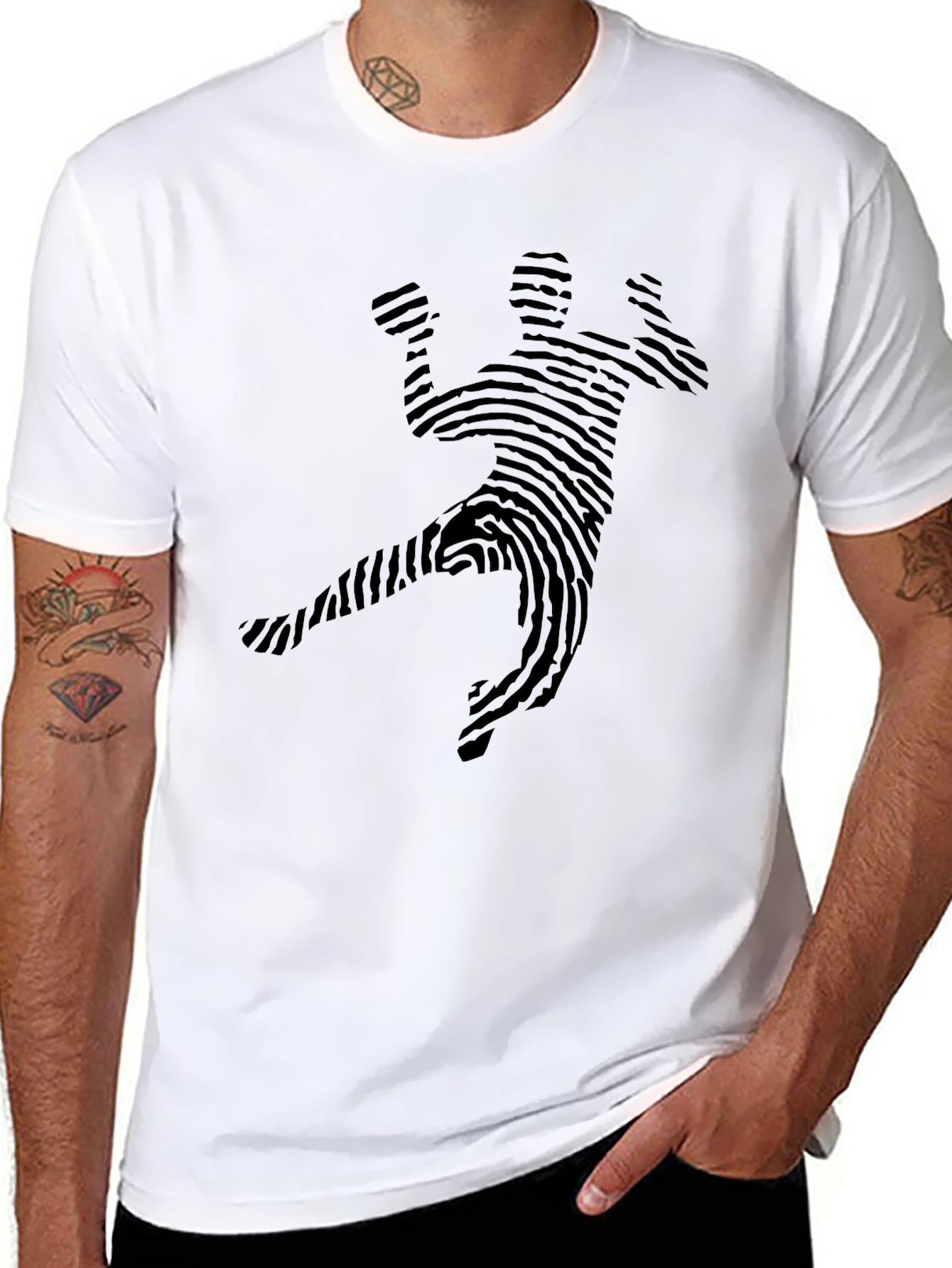 Fingerprint Handball Player Black T-Shirt