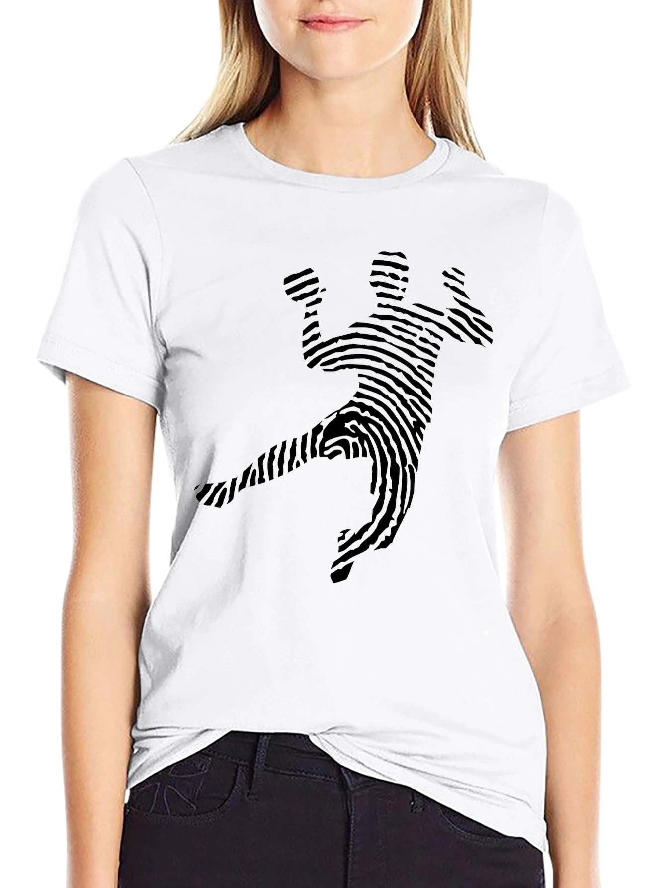 Fingerprint Handball Player Black T-Shirt