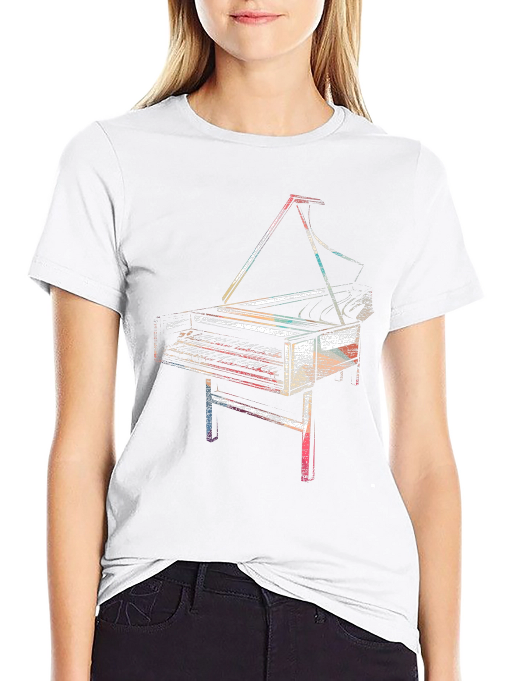 Piano Graphic Tee - Retro Music Lover T-Shirt