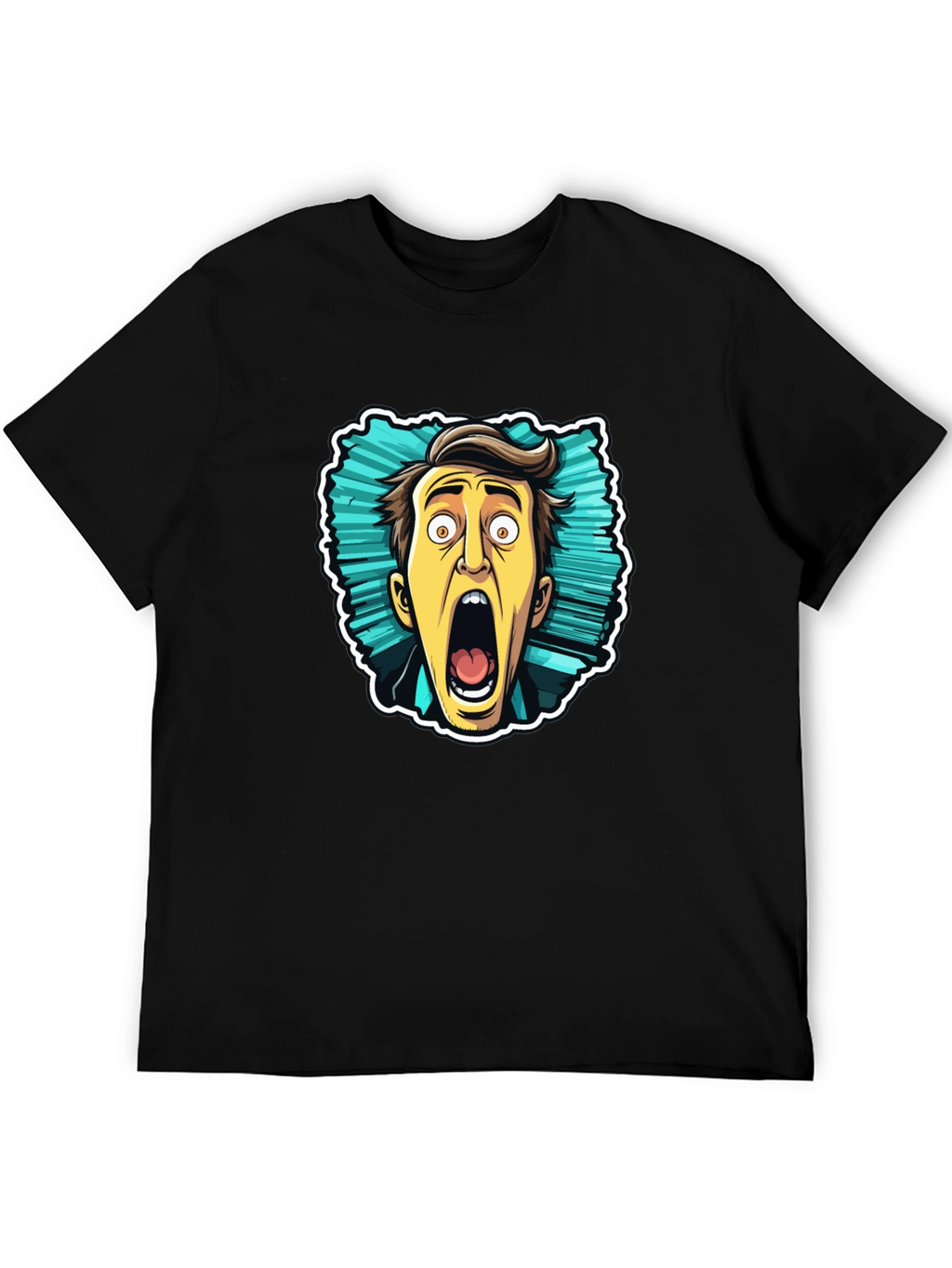 Cartoon Screaming Face Graphic Tee