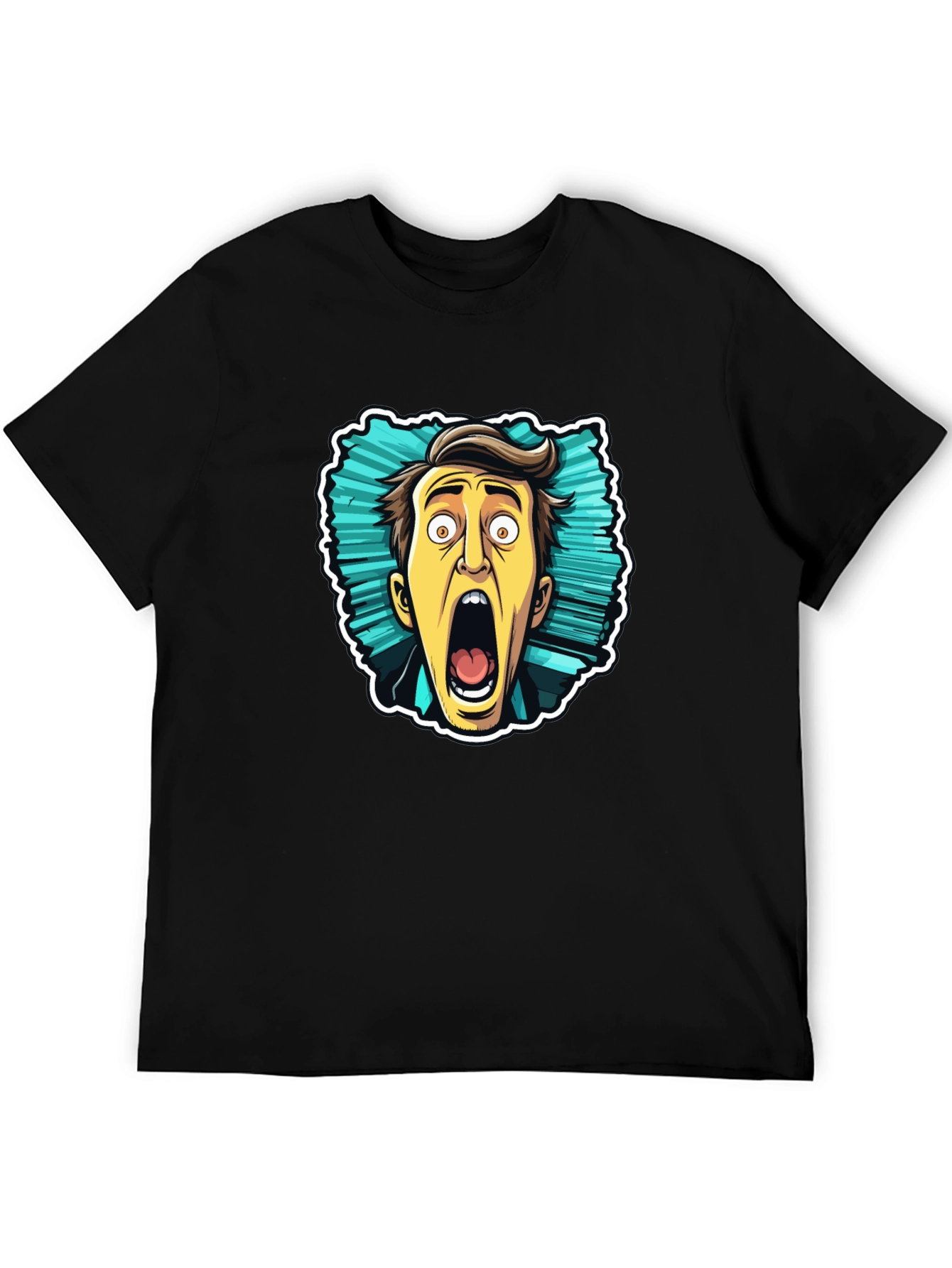 Cartoon Screaming Face Graphic Tee