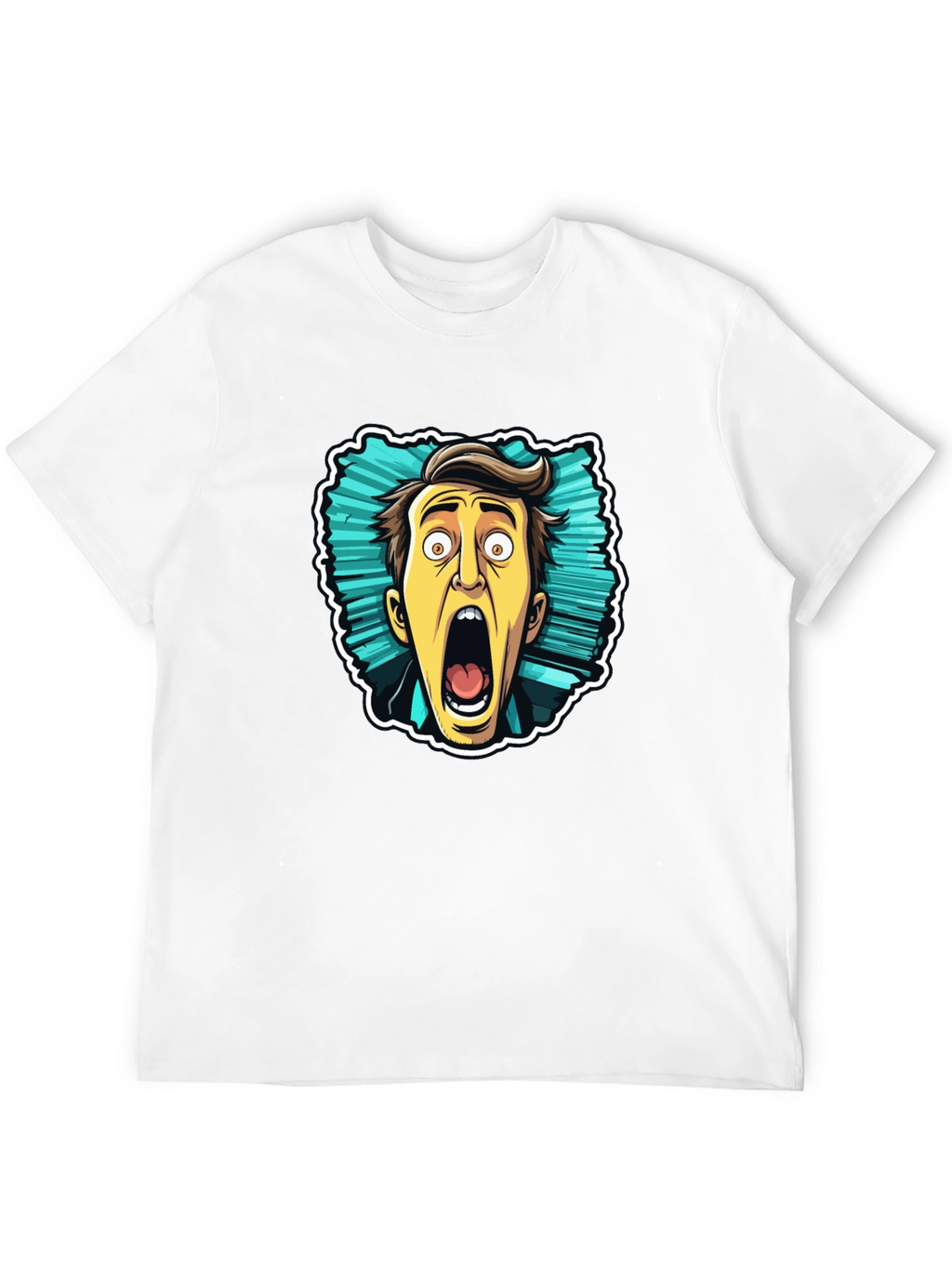 Cartoon Screaming Face Graphic Tee