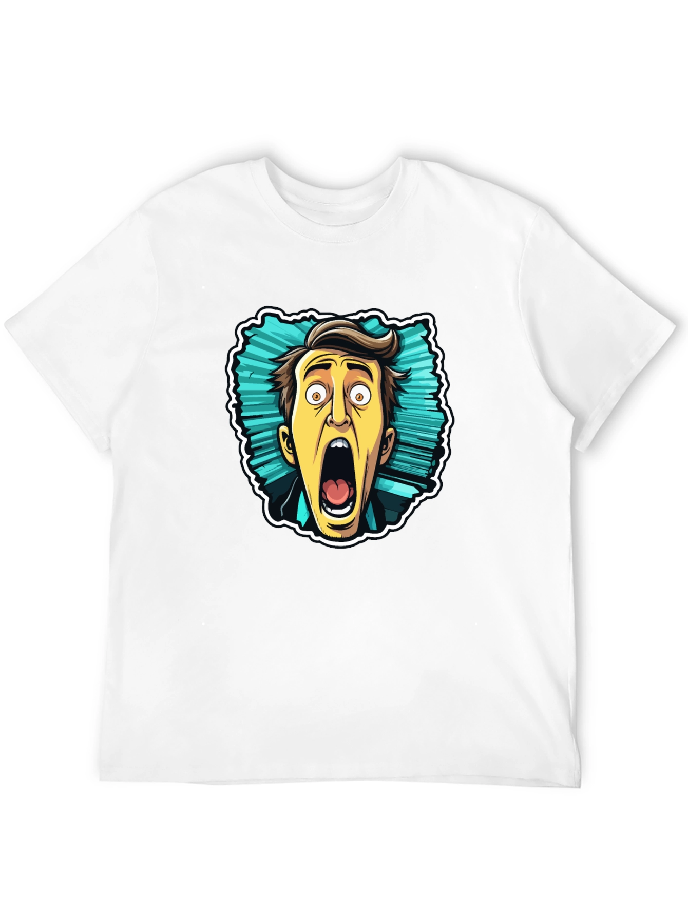 Cartoon Screaming Face Graphic Tee