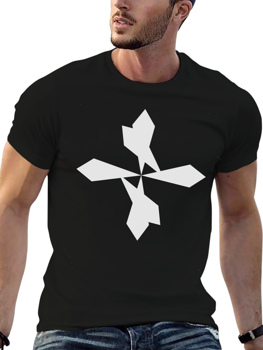 Geometric Cross Black T-Shirt
