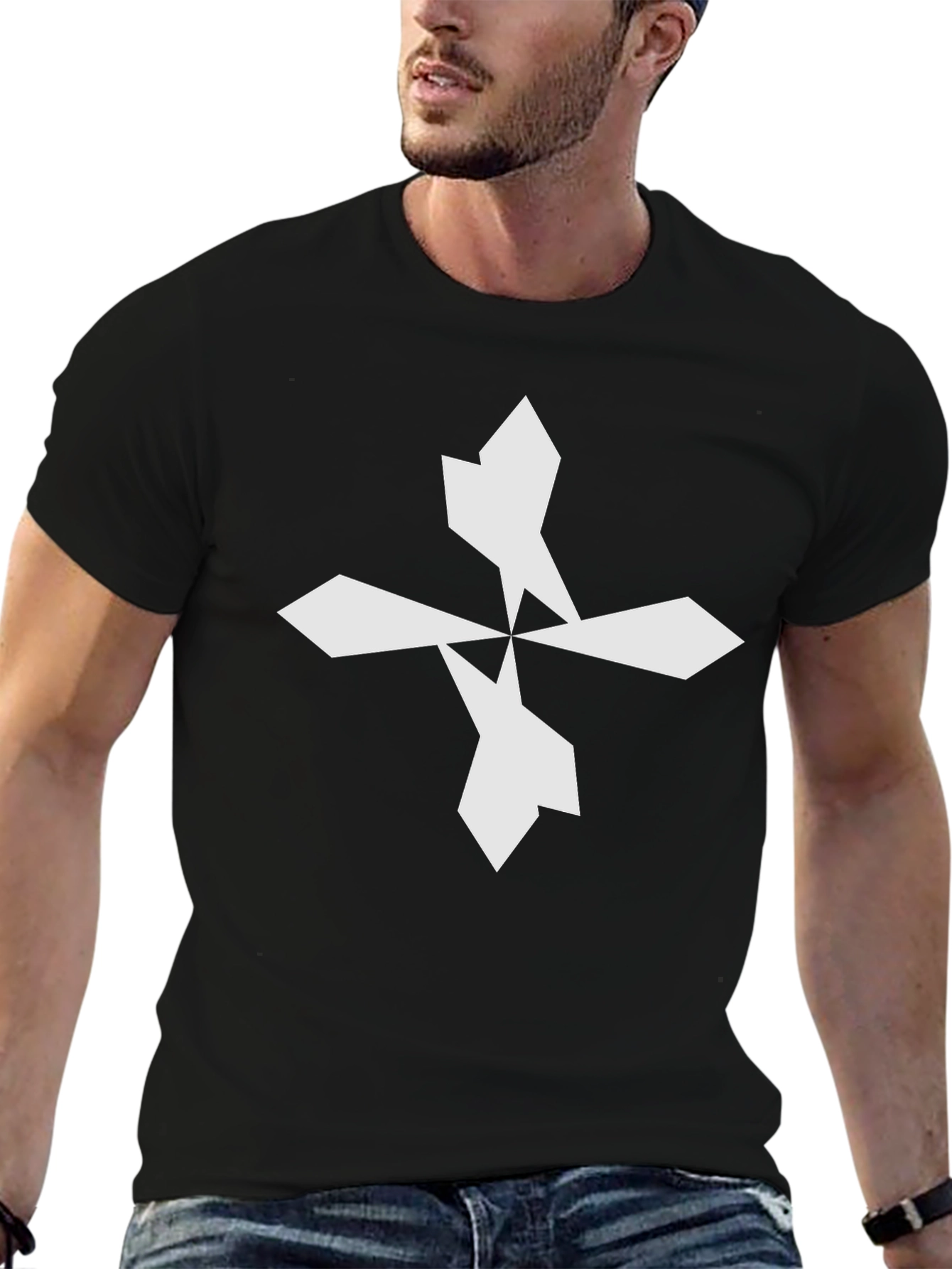Geometric Cross Black T-Shirt