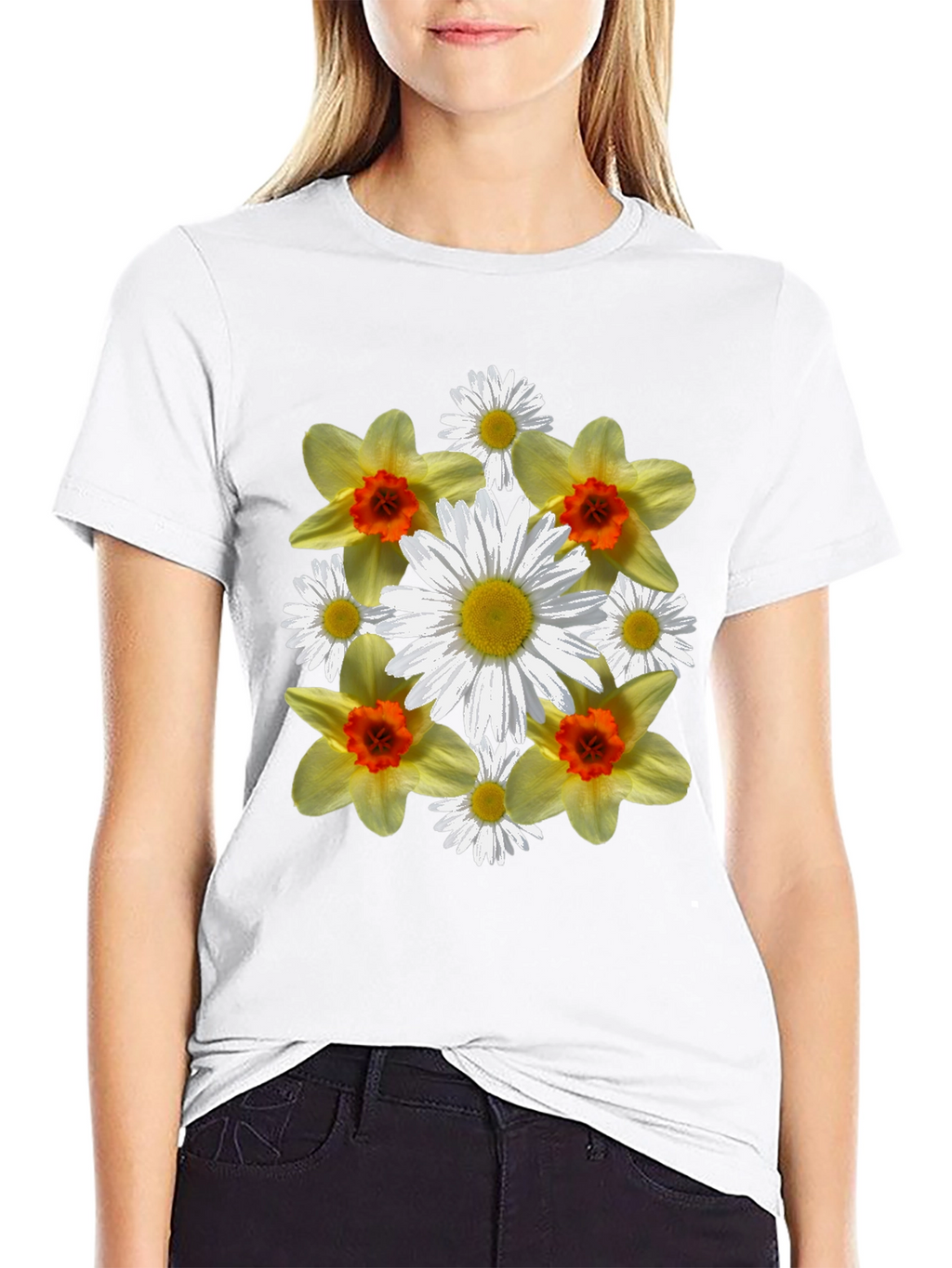 Floral Graphic Tee - Daffodil & Daisy Design