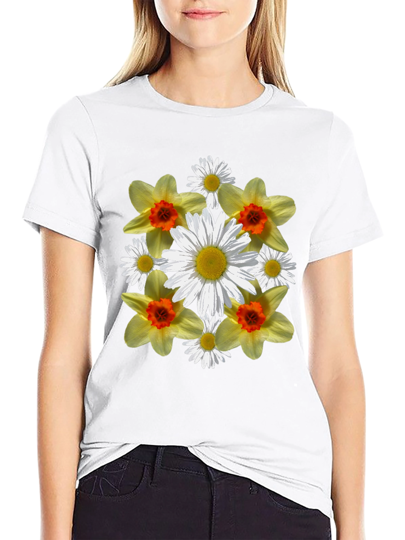 Floral Graphic Tee - Daffodil & Daisy Design