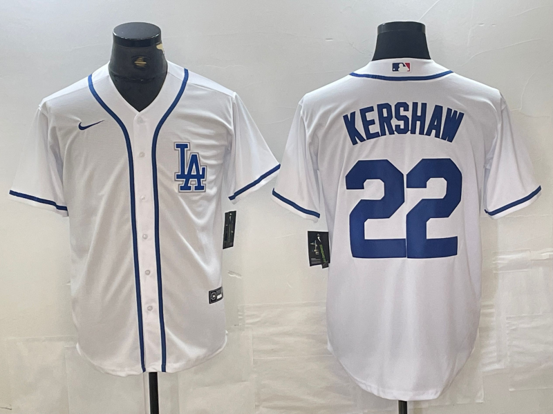 Men's Los Angeles Dodgers Clayton Kershaw #22 White Limited Player Jerseys