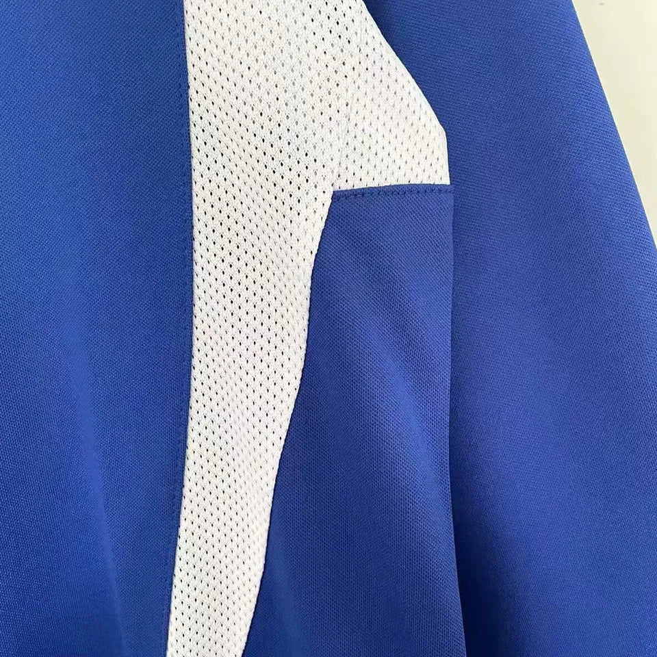 2002 Brazil Away Blue Retro Long Sleeve Soccer Jersey Detail 3
