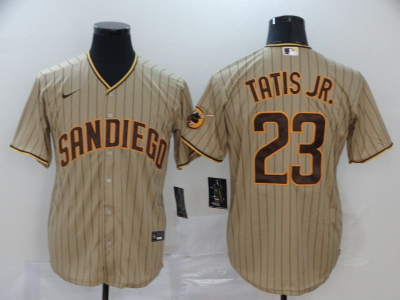 Men's San Diego Padres Fernando Tatis Jr. #23 Stitched Khaki Jerseys