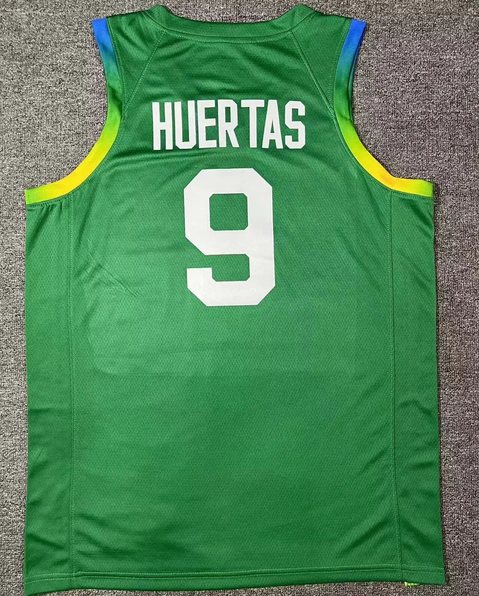 2024 Brazil Team HUERTAS #9 Green Jersey Back
