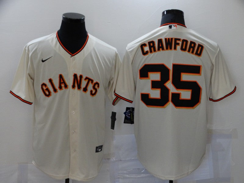 Men's San Francisco Giants Brandon Crawford #35 Beige Replica Baseball Jerseys
